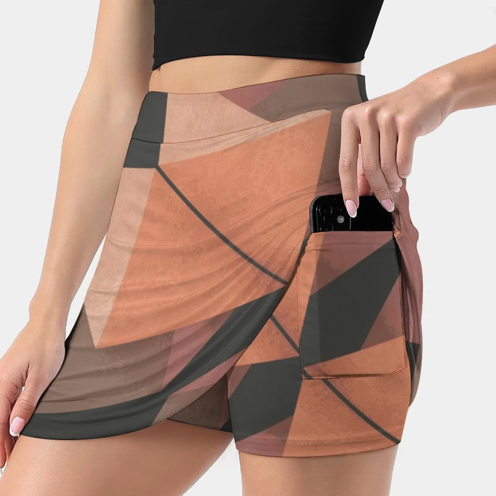 

Texured Rose Gold Women's skirt Aesthetic skirts New Fashion Short Skirts Geometric Rose Gold Funky Triangles Fashion