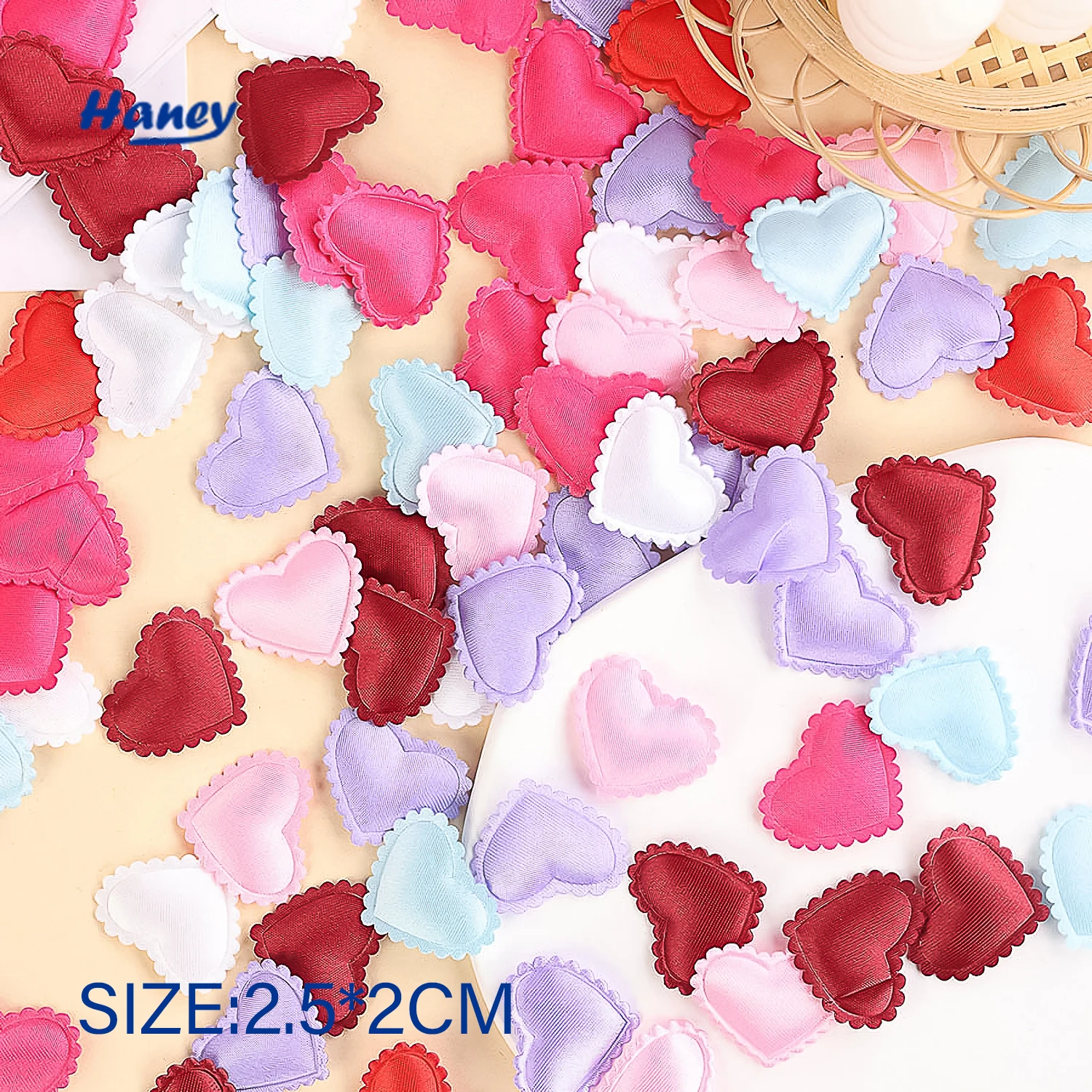 

100Pcs/Lot Handmade Diy Heart-Shaped Jewelry Fabric Heart Sponge With Hemming Wedding Confetti Clothing Accessories