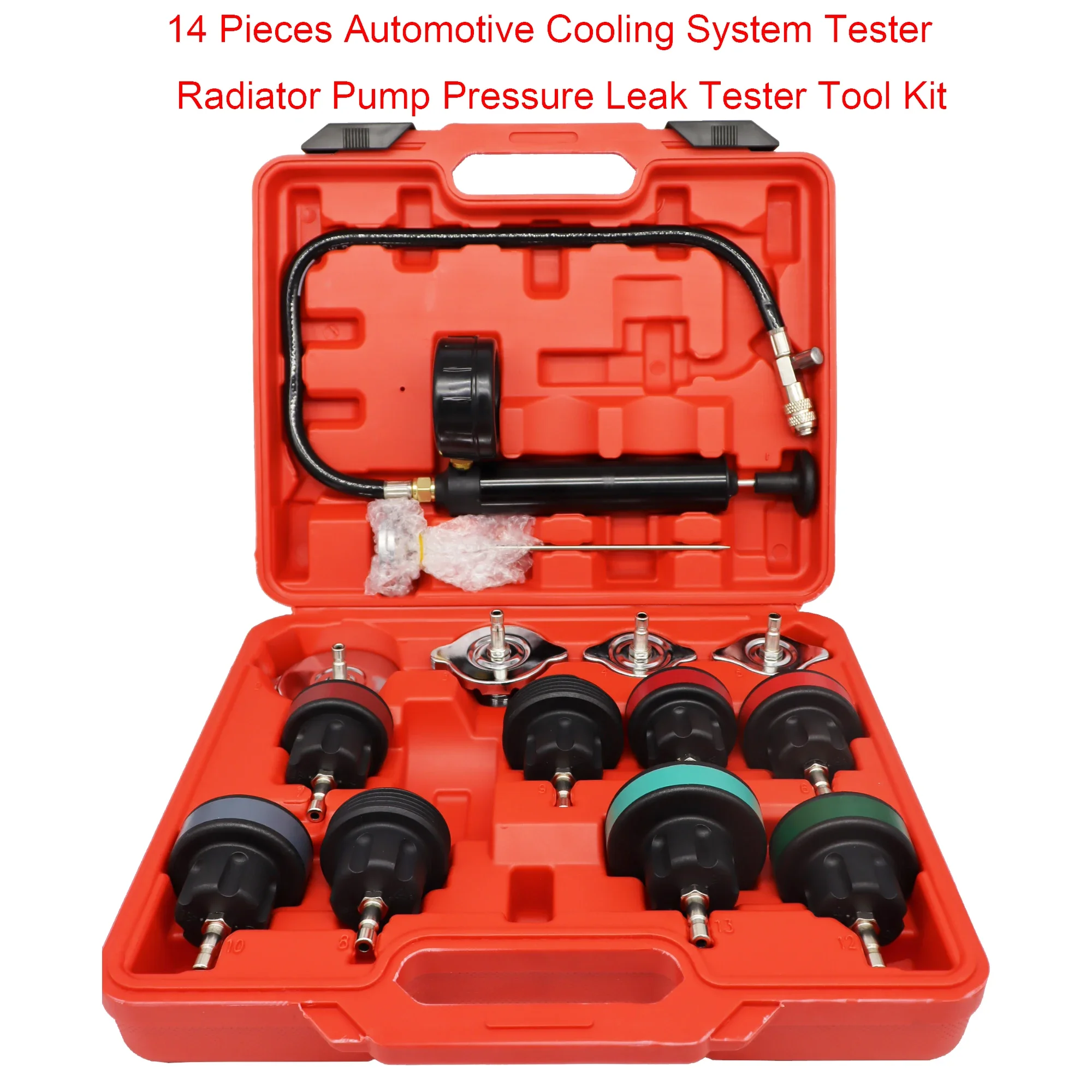 14 Pcs Universal Radiator Pressure Tester Kit, Cooler Pressure Tester ...