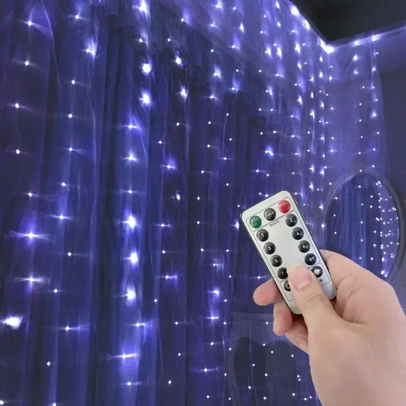 Description Picture 5 of itemRemote Control Curtain Garland String Lights LED Warm Light 8 Modes USB Bedroom Holiday Wedding Decoration Fairy Lights for Home