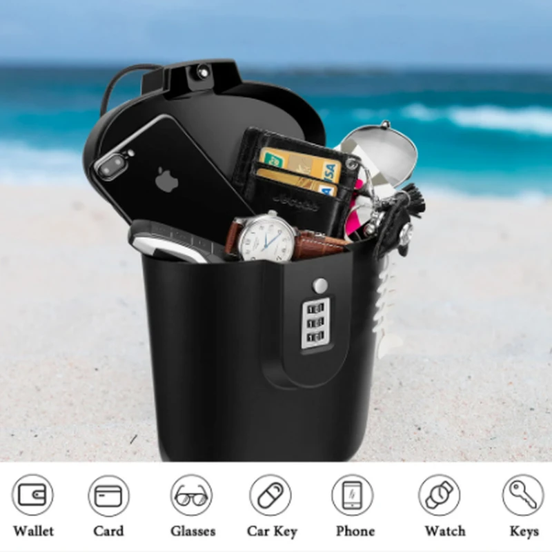 Creative Portable Color Safe Box 3-digit Combination Lock with Steel Wire Outdoor Camp Sports Beach Bucket Security Storage Box