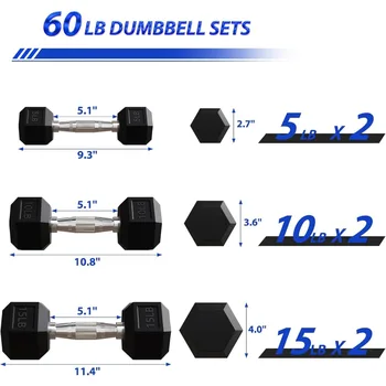Hex Dumbbell Set Pairs of 5lb 10lb 15lb Free Weights for Home Gym FullBody Workout NonSlip Grip SpaceSaving Design Ideal for Al 2