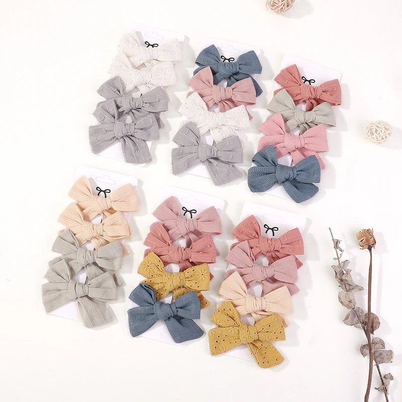 

4Pcs/Set Bowknot Baby Hairclip Cotton Jacquard Hair Clips Kids Infant Hairpin Handmade Hooks Girl Hairgrips Cute Accessories