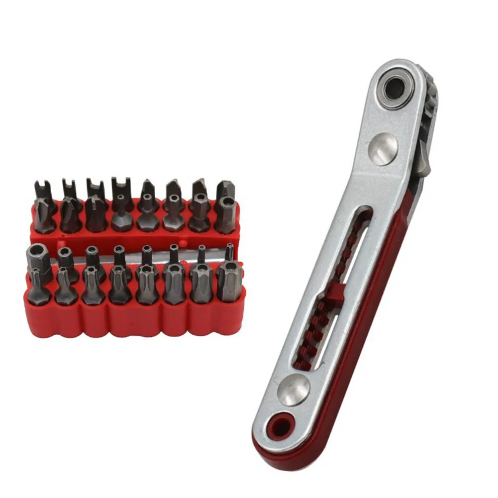 

33pcs Screwdriver Bit Elbow Head Handle Ratchet Wrench Drive Socket 6.35mm Hex Shank For Furniture Repairing Manual Tools