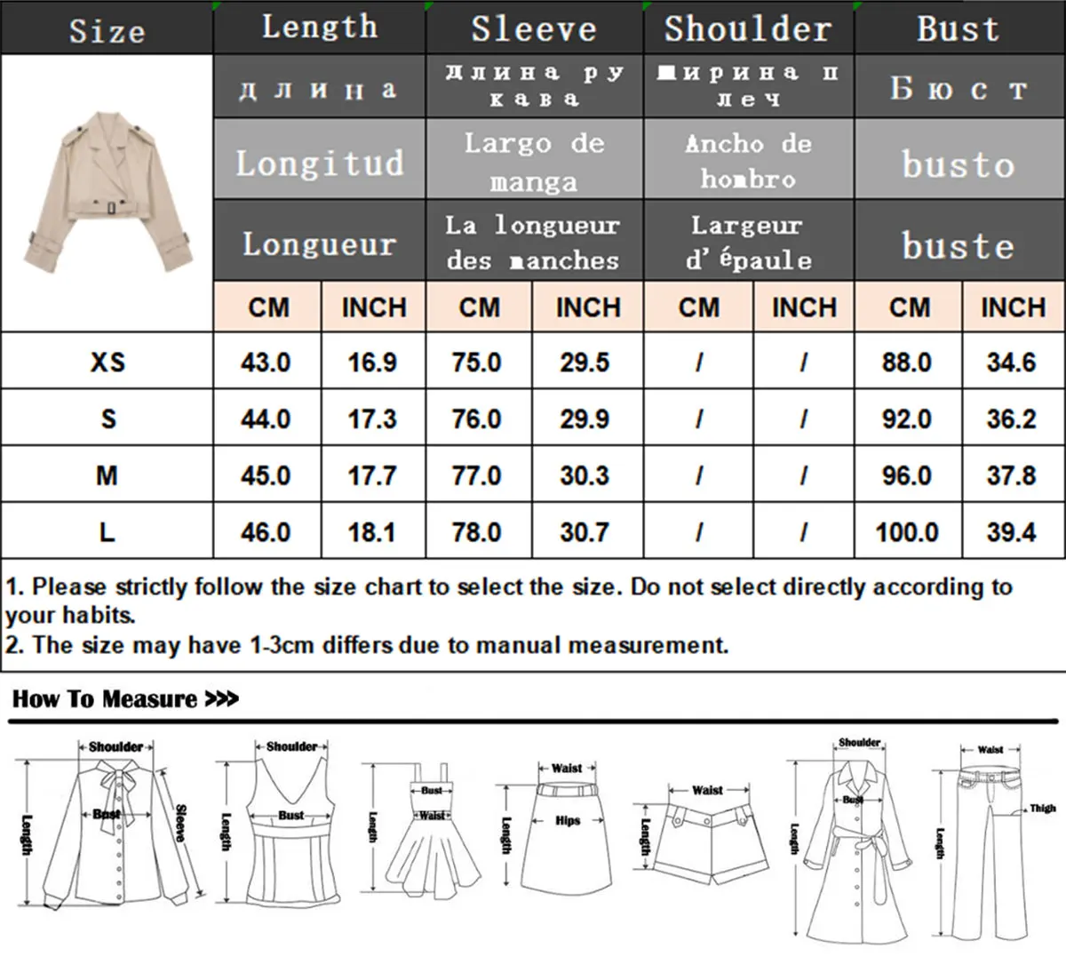 2023 herbst Mode Frauen Khaki Abgeschnitten Mantel Vintage Solide Langarm Mäntel Chic Tops Weibliche Casual Kleidung Streetwear – Detail 1