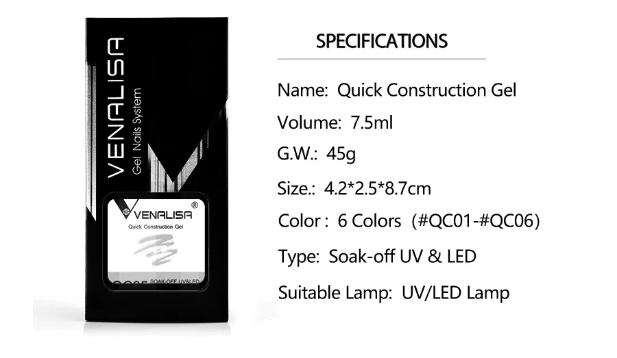 VENALISA 7,5 ml Quick Construction Gel, halbtransparenter Jelly-Nagelgellack, stärkendes Soak-Off-Gel – Detail 10
