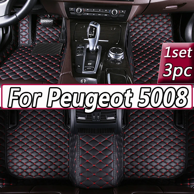 

Автомобильные коврики для Peugeot 5008 P87 MK2 2017 ~ 2023 Pad, роскошные кожаные коврики, прочные коврики, набор деталей интерьера, автомобильные аксессуары