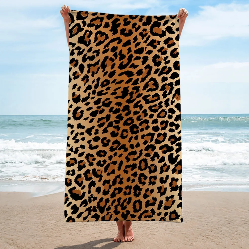 serviette de plage, serviette léopard, serviette polyester, séchage rapide, anti-sable,