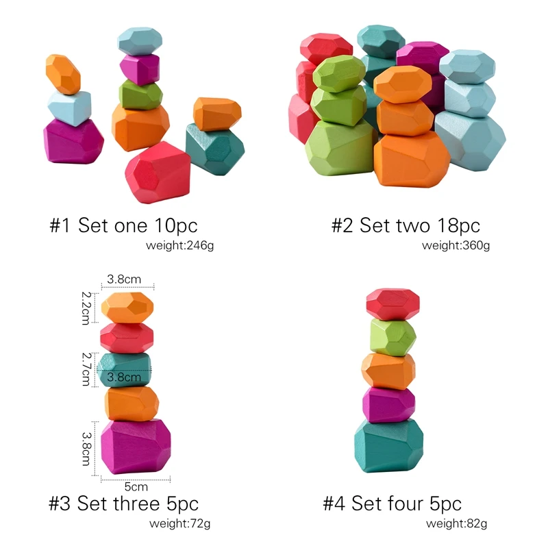 Educational Montessori Digital Balance Scale Toys & Wooden Rainbow Stones Building Blocks