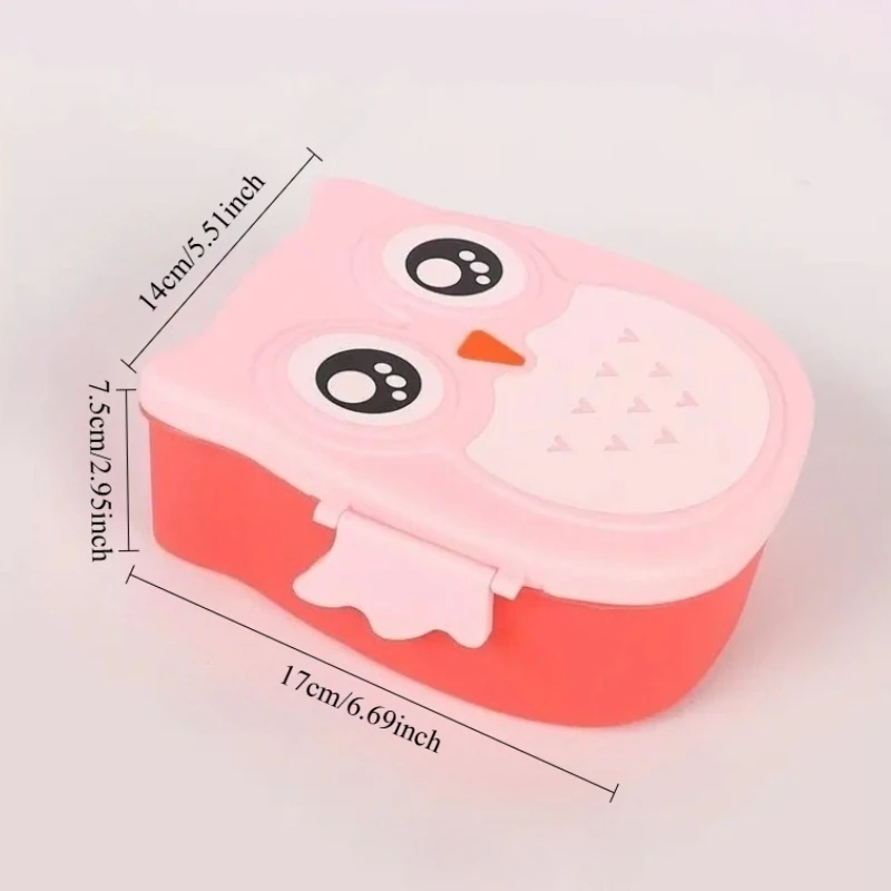 1 PC Portable Plastic Lunch Box, Insulated Bucket, Bento Box, Cartoon Owl Lunch Box, Microwave Oven Lunch Box, Fresh-keeping Box
