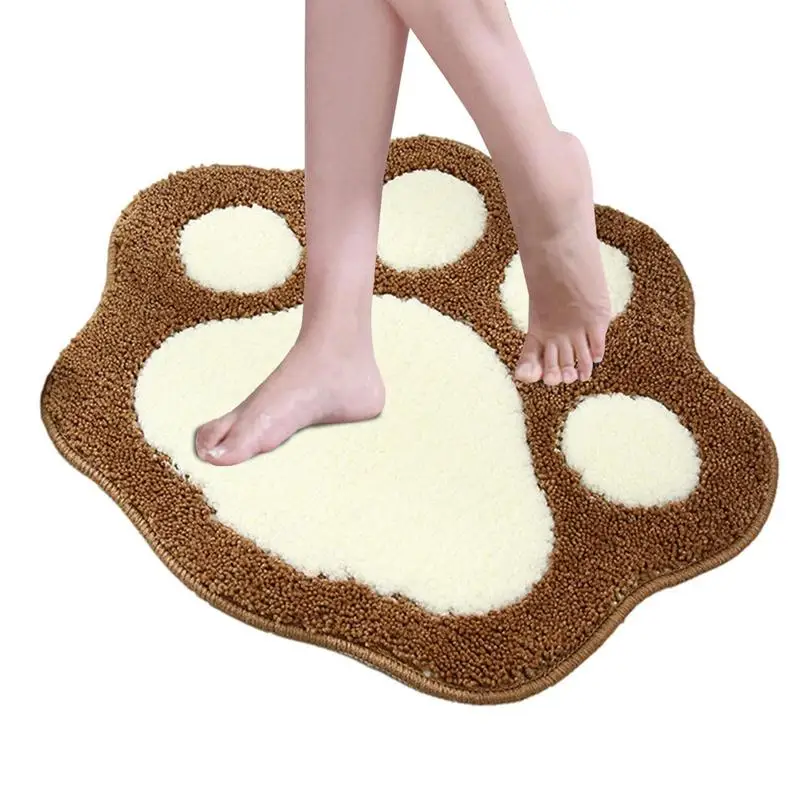 

Dog Paw Bath Mat Plush Fiber Water Absorbent Non-Slip Washable Quick Dry Soft And Skin-Friendly Shower Rug For Living Room