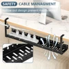 Under Desk Cable Management Tray Retractable Cable Cord Organizer Heavy Duty Under Desk Cable Shelf for Cords Wires Power Strip 2
