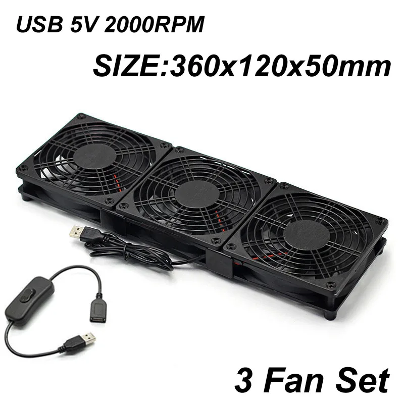 Router Cooling Fan DIY PC Cooler TV Box Wireless DC USB 5V Power 120mm/240mm/360mm 1/2/3/4 Fan Stand Holder Bracket