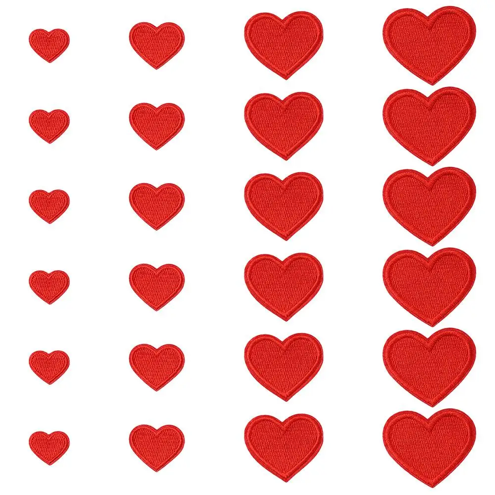 40 PCS Red Heart Shape Iron on Patches Mini Heart Iron-on sew-on Patches Embroidered Applique Decoration 4 Sizes Custom embroidered patches,clothing patches,custom name patches