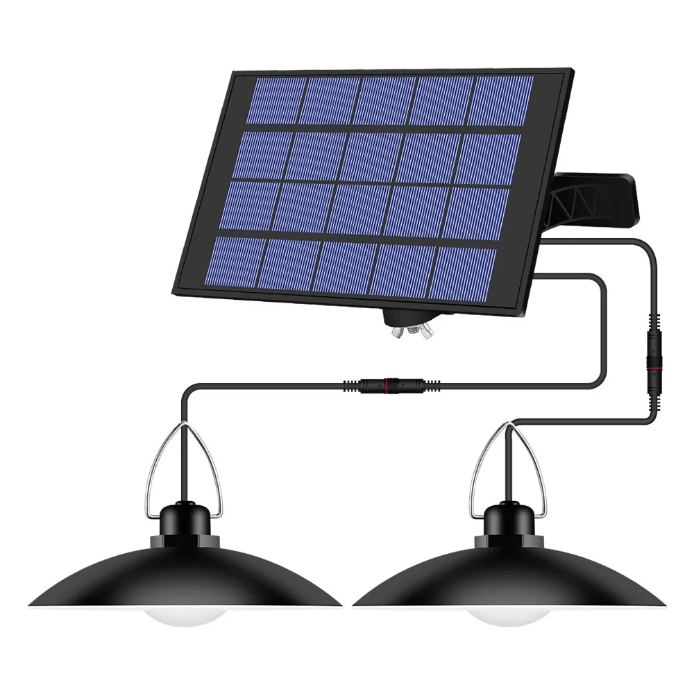 

IP65 Waterproof Double Head Solar Pendant Light Outdoor Indoor Solar Lamp With Cable Suitable for courtyard, garden, indoor etc