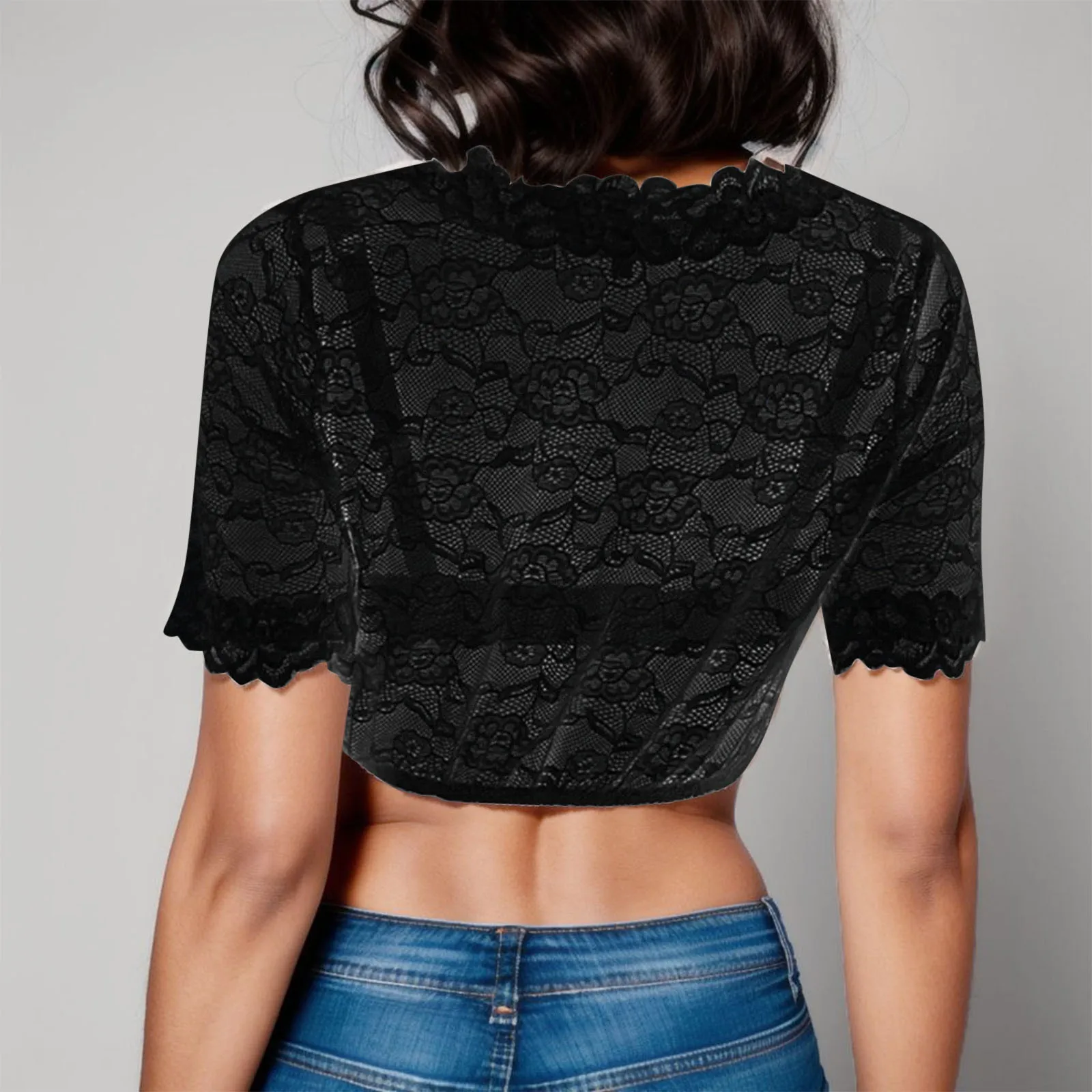 Bavarian Oktoberfest Wrap Crop Tops For Women Square Neck Short Sleeve Elegant Women's Blouse Top White Dirndl Blouses