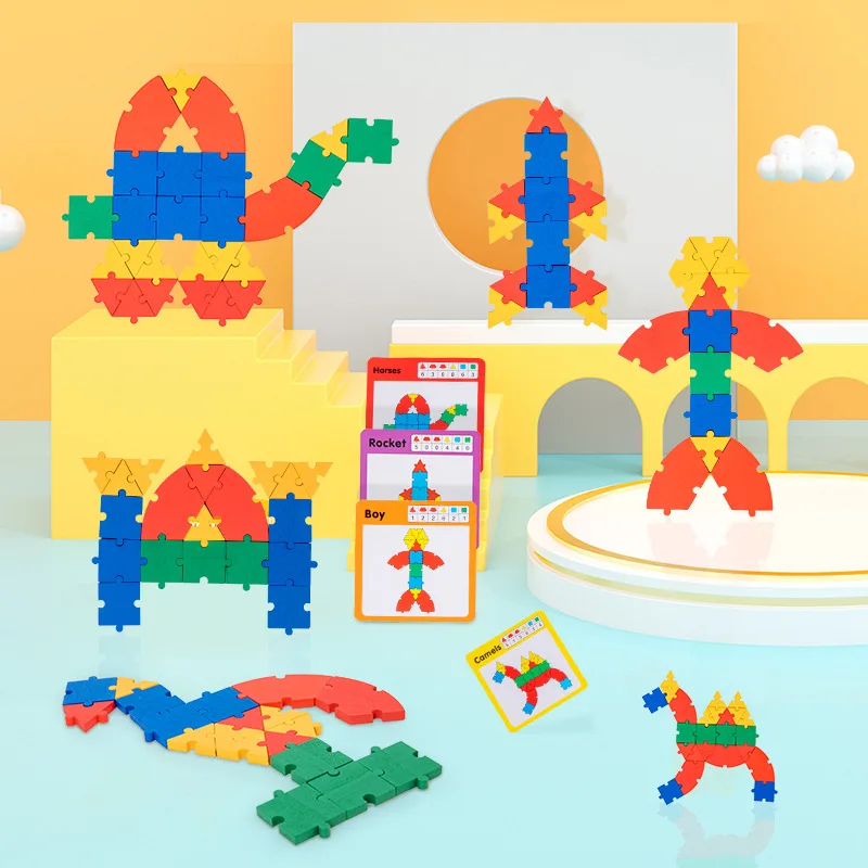 

65 Pieces Of Buckle Logical Thinking Jigsaw Puzzle 0.45 Children'S Early Education Puzzle Geometric Figures And Letters Eve