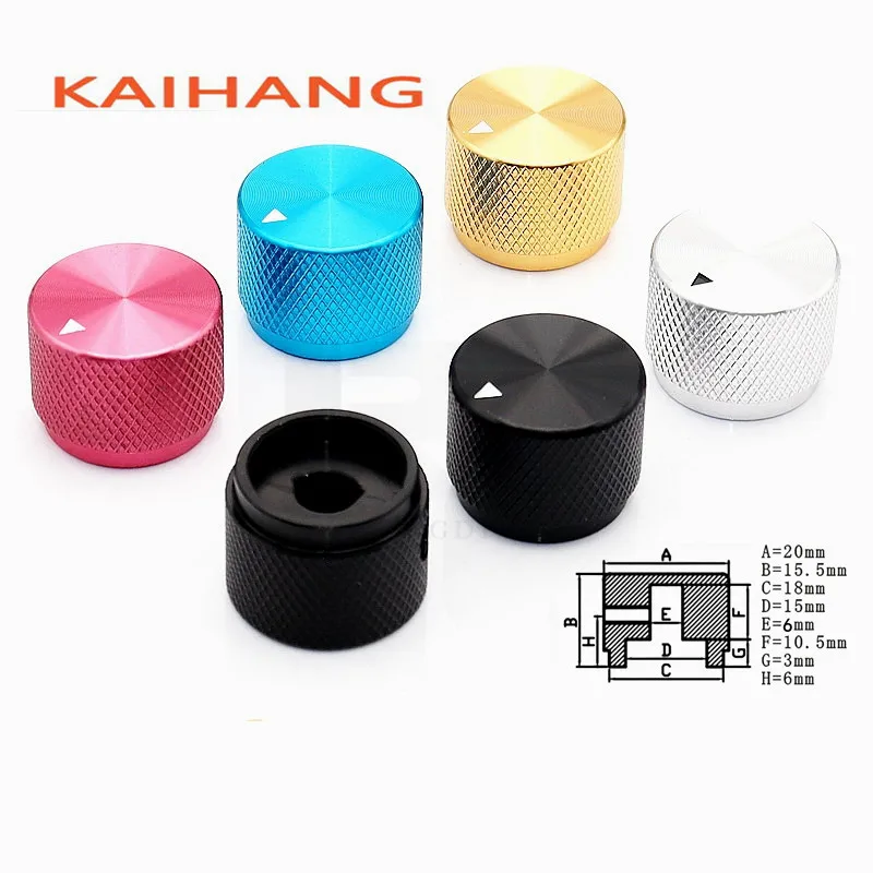 1PCS 20*15.5MM All aluminum Knurled knob cap Potentiometer Knob Panel operation knob cap round hole 6mm potentiometer knob cap aluminum knob rotary encoder knob