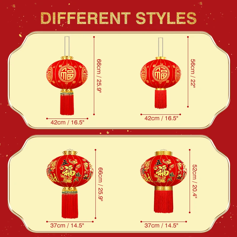 2pc Red Lantern Chinese New Year Decoration 2024 Spring Festival Celebration Waterproof Sunscreen and Symbolizing Good Fortune images - 6