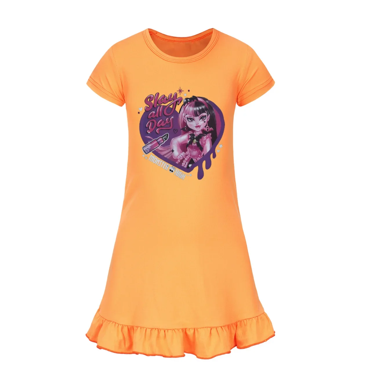  소녀 잠옷, 몬스터 하이 의류, 어린이 캐주얼 드레스,  소녀 반팔 수면 원피스, 어린이 홈웨어, 여름