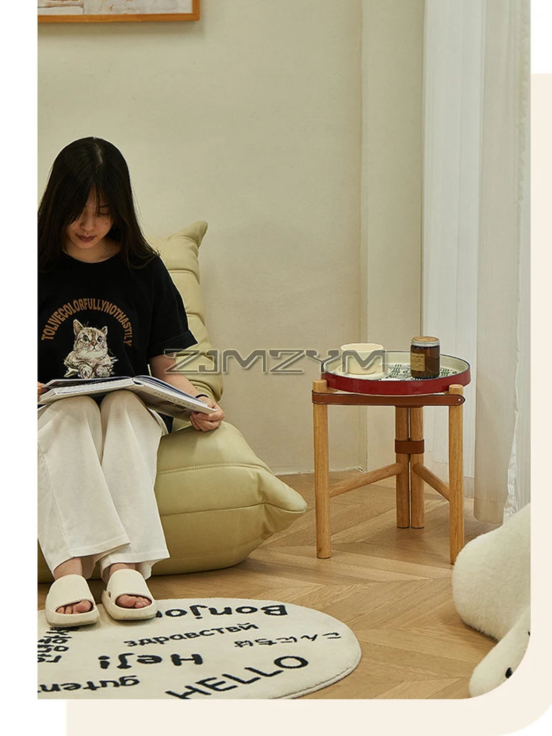 Description Picture 5 of itemRound Side Table with 40cm Ceramic Tray, Wood Stand End Table for Small Spaces, Nightstand for Living Room, Bedroom