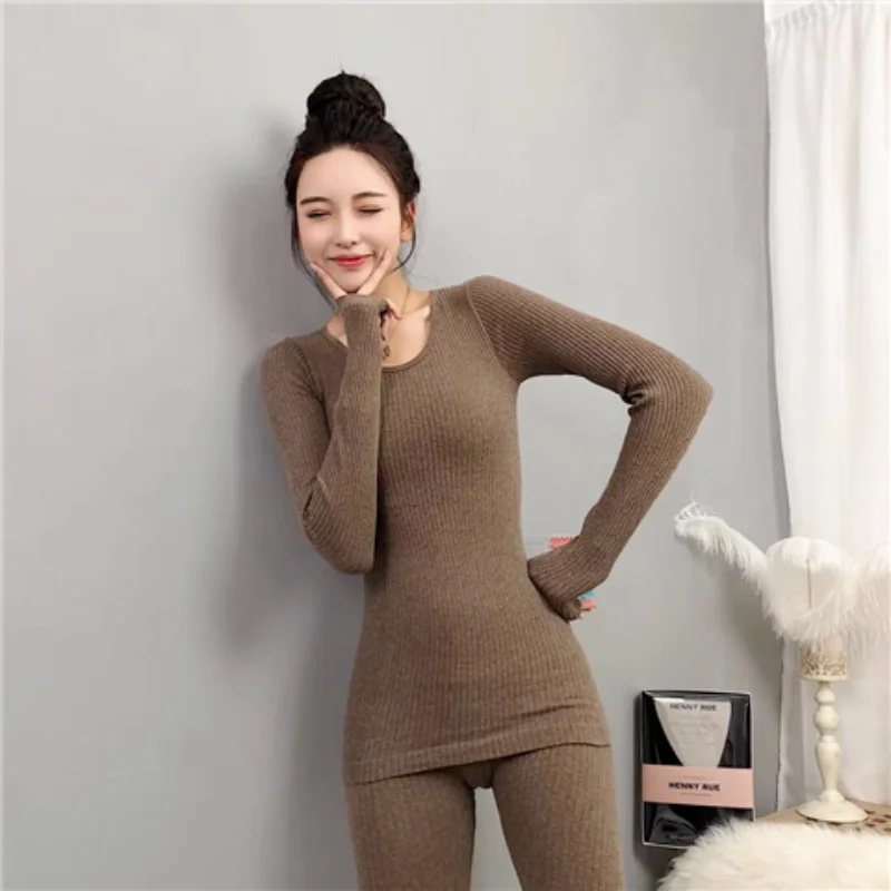 

Vertical Long Women Underwear Winter Cotton Johns Long Strip Thermal Bear Johns Qiuyi Set Shirt Body Bottoming Sweater Quilted