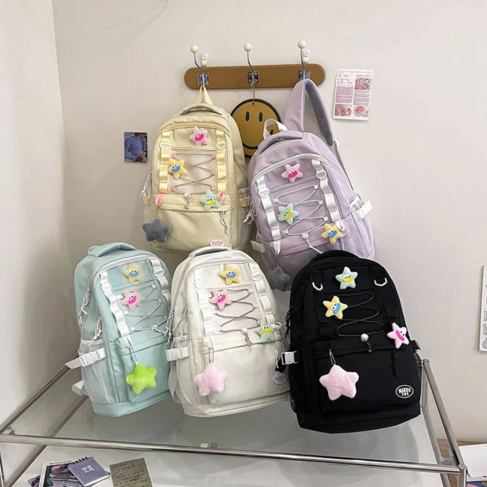 Backpack for Women Multi-Pocket Schoolbag Nylon Zipper Rucksack Large Capacity Knapsack for Travel Commuting Holiday