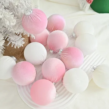 15pcs/set Velvet Christmas Ball Pendant 8cm Christmas Tree Decoration Ball Set With Gift Box 2025 New Year Xmas Decorative Balls 5