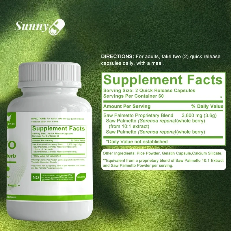 Saw Palmetto-Promotes Hair Growth And Urinary Support, Prostate , Prevents Hair Loss
