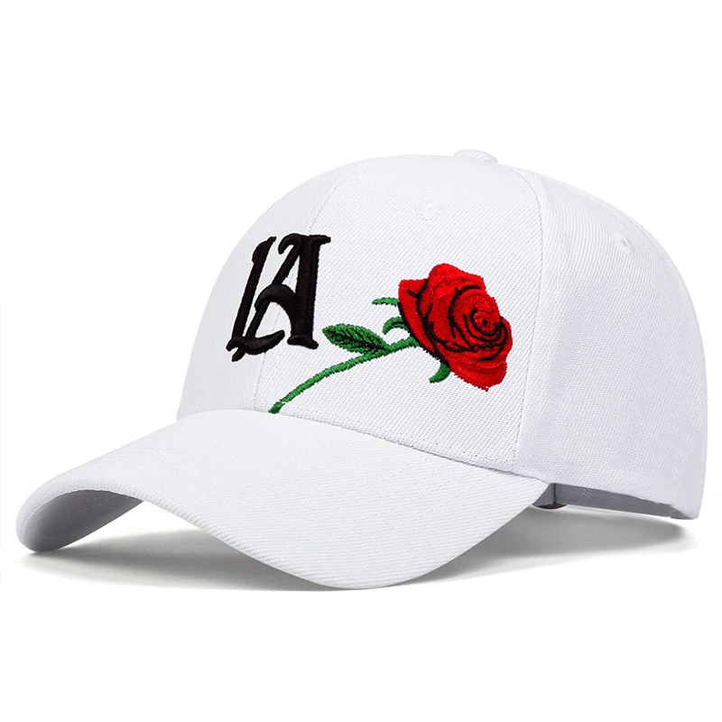 Unisex-Baseballmützen mit LA-Rose-Stickerei, für Frühling und Herbst, für den Außenbereich, verstellbare Freizeithüte, Sonnenschutzhut – Detail 6