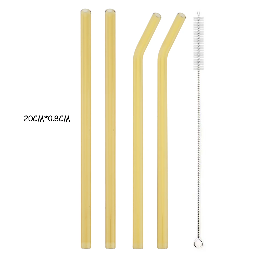 Eco-Friendly Reusable High Borosilicate Glass Straw - Wide 8mm for Cocktails, Smoothies, and Milkshakes