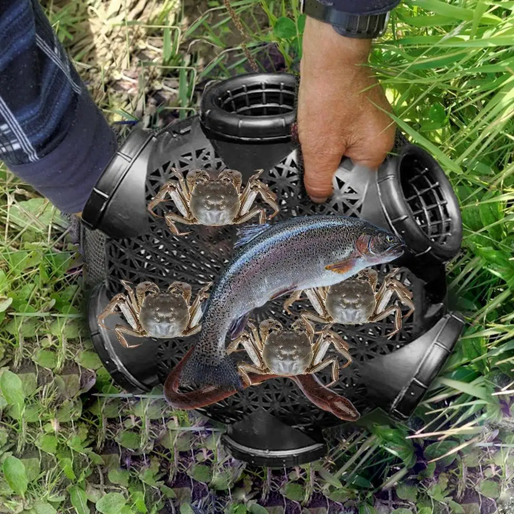 Krabben-Topff-Falle, Fisch-Krabbenfalle, Käfig, Angelzubehör mit dichten Öffnungen zum Fangen von Hummer, Krebsen, Krabben, Hering, Garnelen, klein – Detail 2