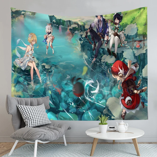 tapisserie murale tissus deco mural boheme decoration murale chambre  Shinobu – affiche murale de tapisserie d'anime
