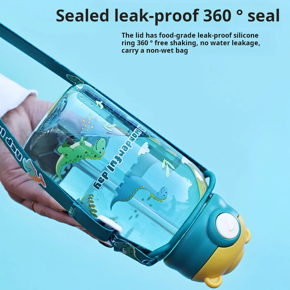 Kids Cartoon Pattern Backpack Sip Bottle - Summer Portable Reusable Plastic Straw Cup for School Kids - Student Drink Bottle