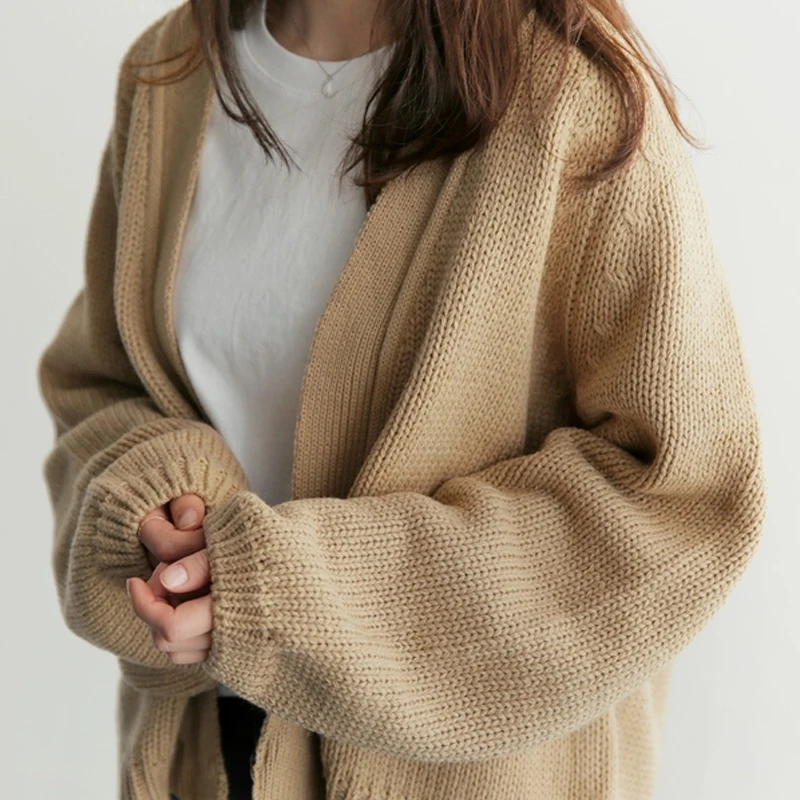 Fashion New Elegant Loose Women's Short Sweater Casual Office Solid Color Knitted Cardigan Jacket