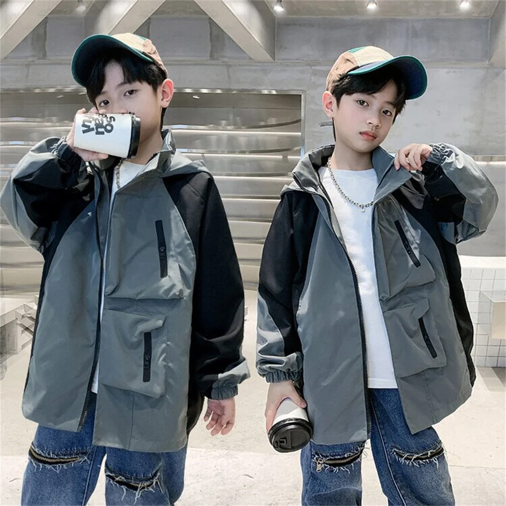 

Весенне-осенний уличный штурмовый костюм с капюшоном для мальчиков ветровка куртка новая туника Детская куртка Sprint 8092