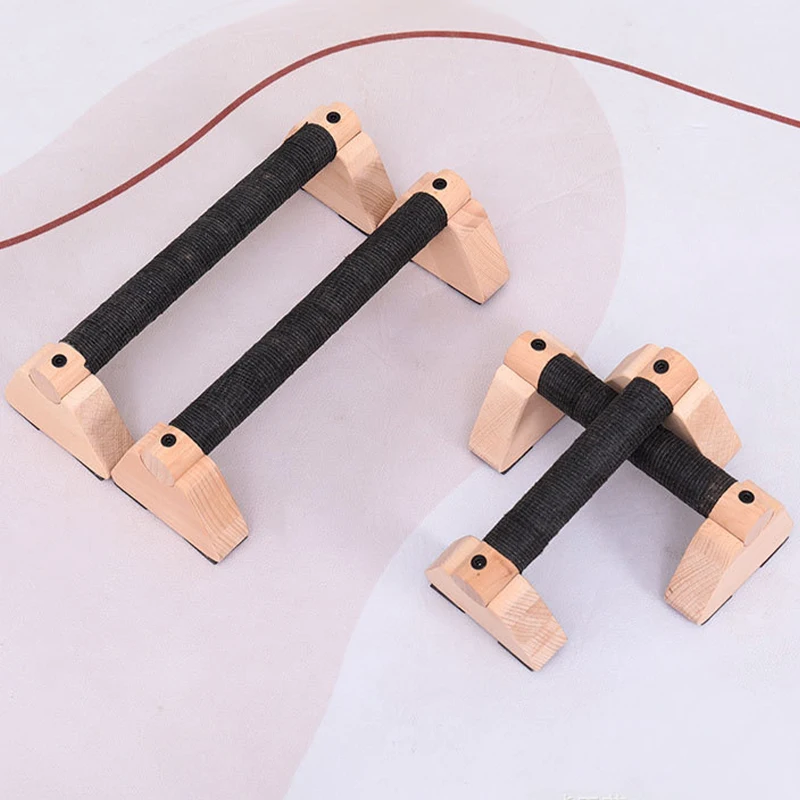 Beech Wood Calisthenics Bar Solid Wood Parallettes Push-Up Bar for Home Gym Floor Workouts Bodyweight Training