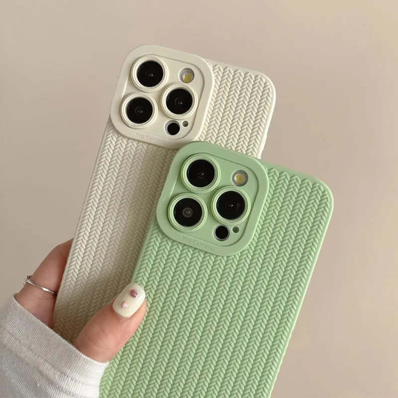 Elegant Fine Hole Woven Pattern Silicone Phone Case with Full Camera Protection & Shockproof Soft Bumper Cover