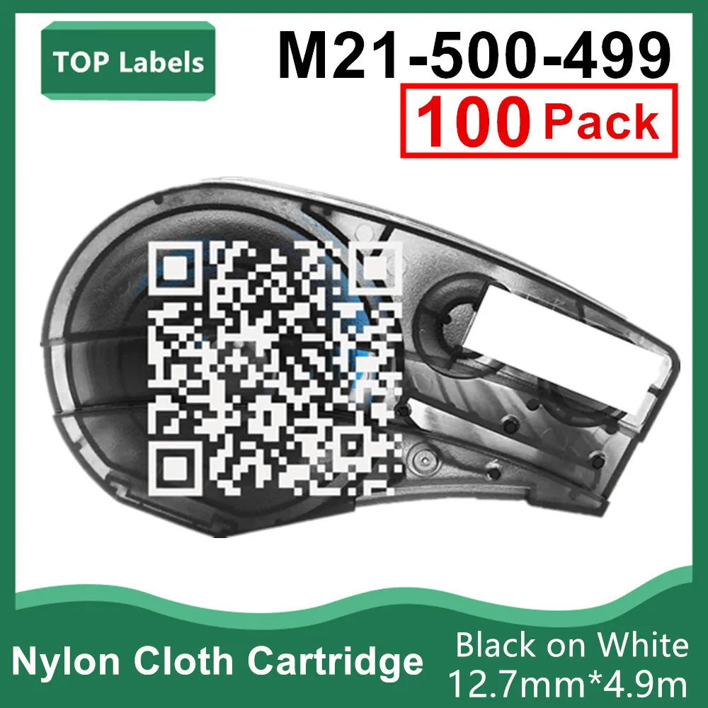 

100PK Replacement Nylon Cartridge M21-500-499 In Handheld Label Printer,Labeller Laboratory Maker,Black/White,12.7mm*4.9m