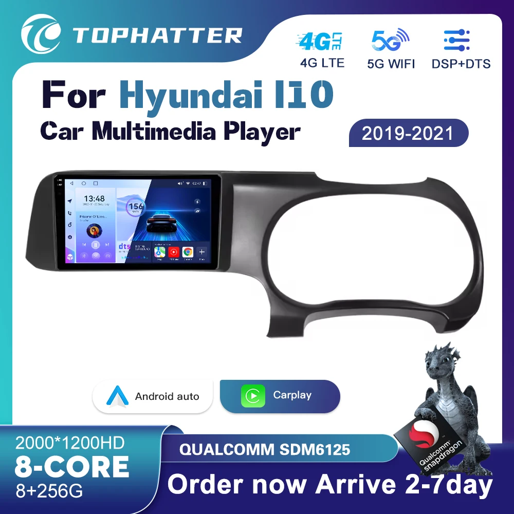 Per Hyundai I10 2019-2021 Autoradio Auto Carplay Wifi Wireless Navigatore Gps Unità Principale Lettore Stereo Multimediale Per Auto Android