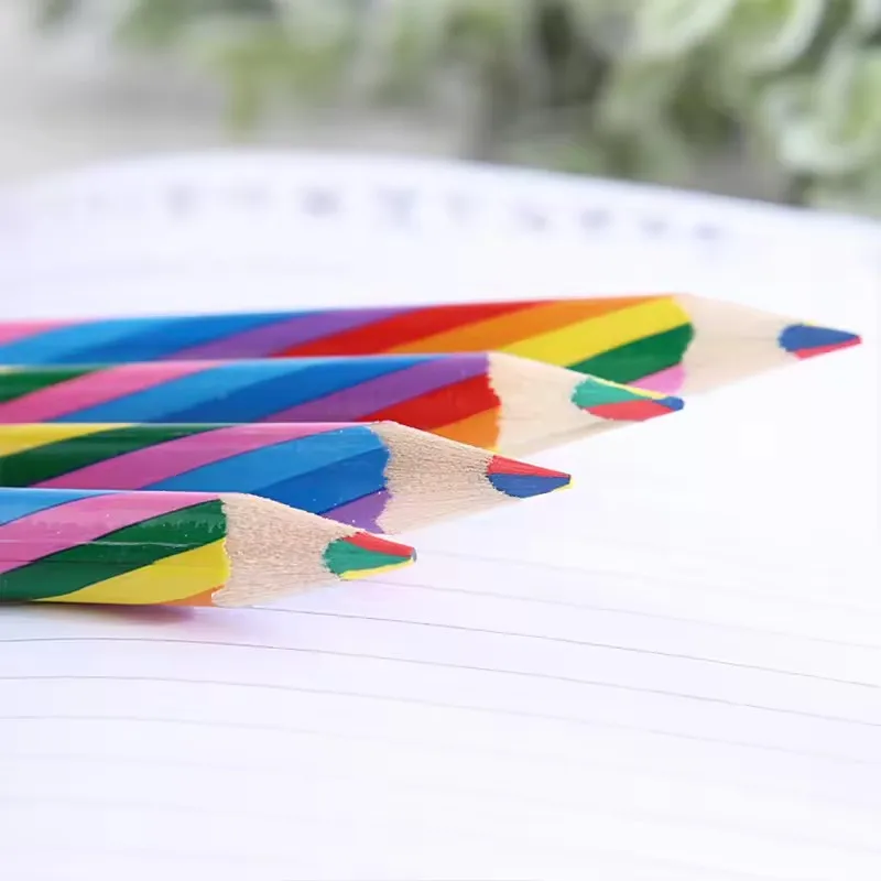 4pcs/set Kawaii 4 Color Concentric Rainbow Pencil Crayons Colored Pencil Set Art School Supplies for Painting Graffiti Drawing 4