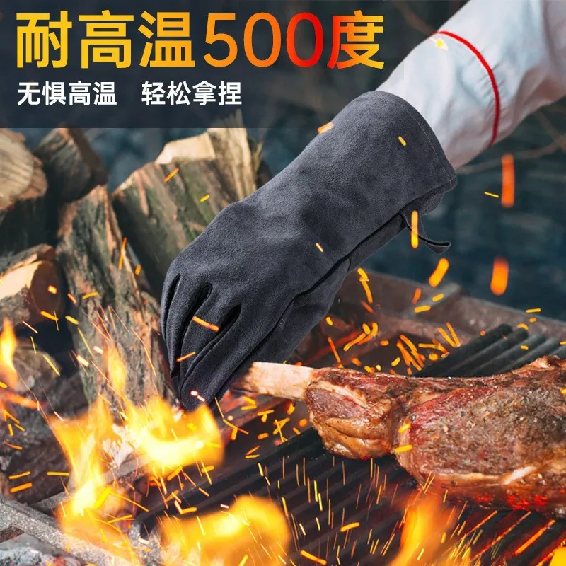 BBQ barbecue gloves for outdoor camping are resistant to high temperature of 500 degrees, scalding and heat insulation.