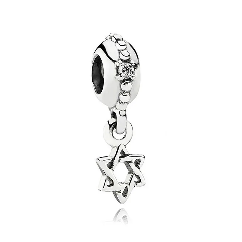 

Authentic 925 Sterling Silver Bead Hexagram Star of David Pendant Charm Fit Pandora Women Bracelet Bangle Gift DIY Jewelry