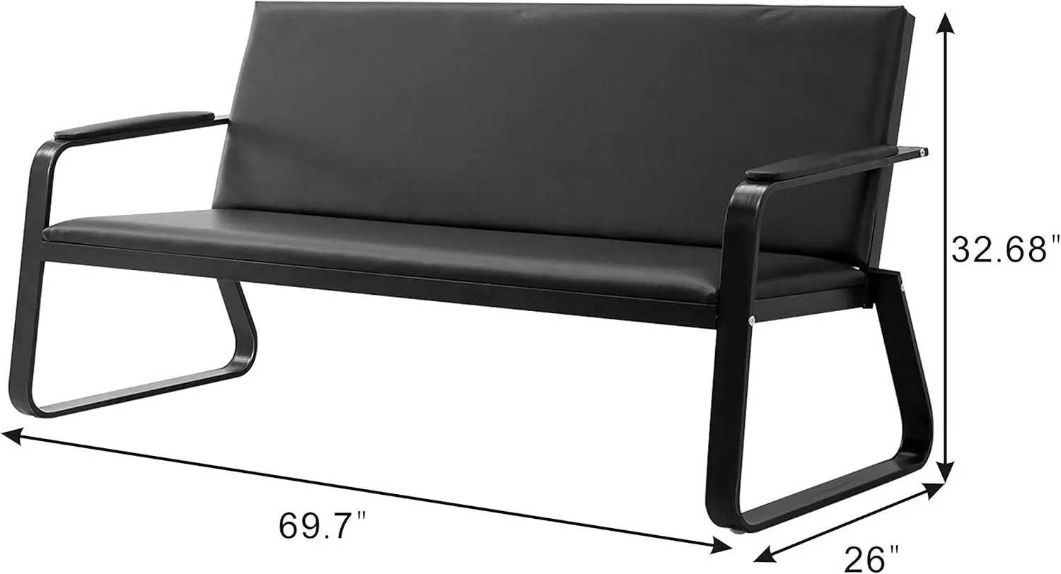Description Picture 3 of itemWaiting Room Chair with Armrest PU Leather Office Furniture Bench, Office Guest Seating Lobby Conference Reception Chairs