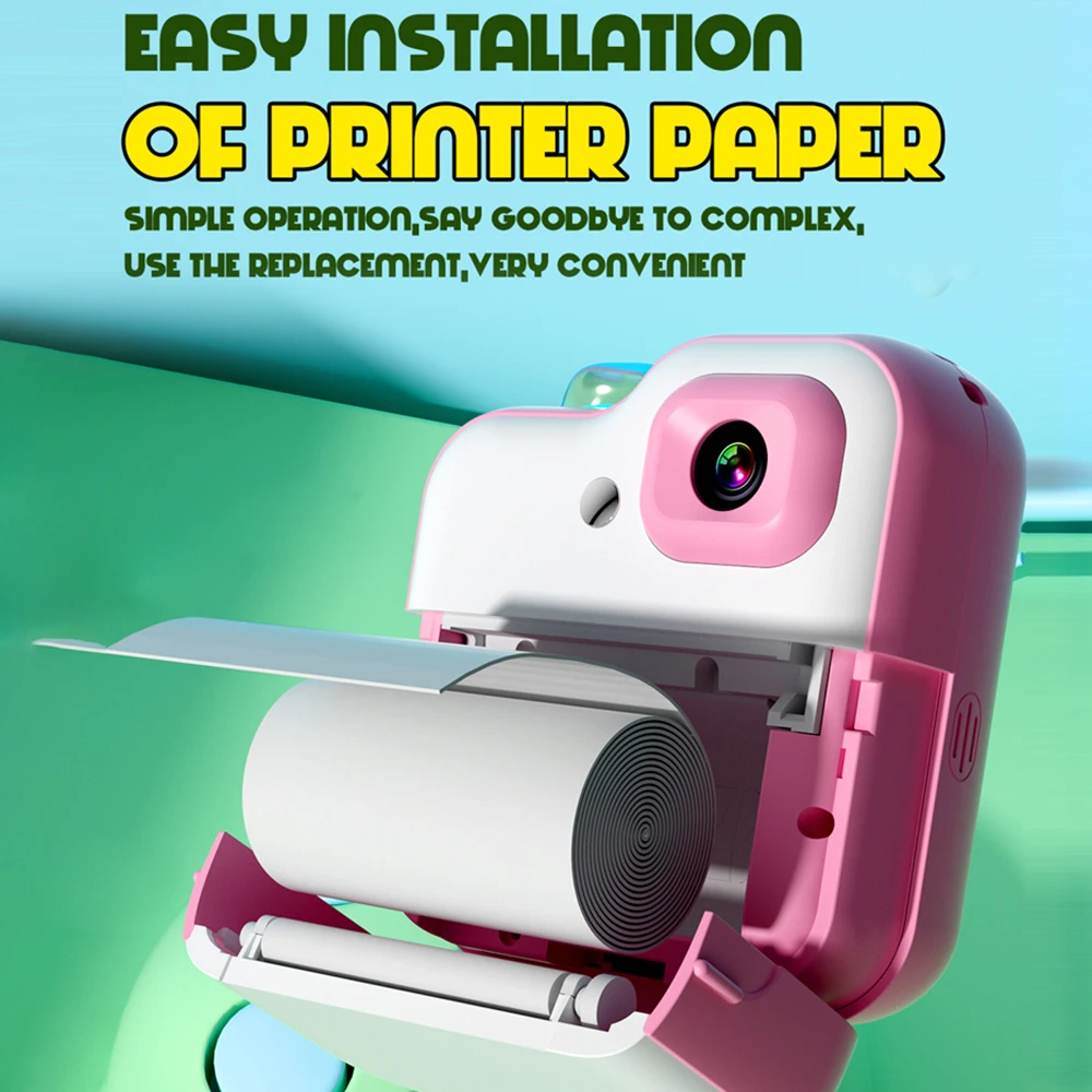 Q6 Kids Camera Instant Thermal Printer 2.4 Inch Screen Photo Printer 48MP 32GB Card with RGB Light Video Recording Printing