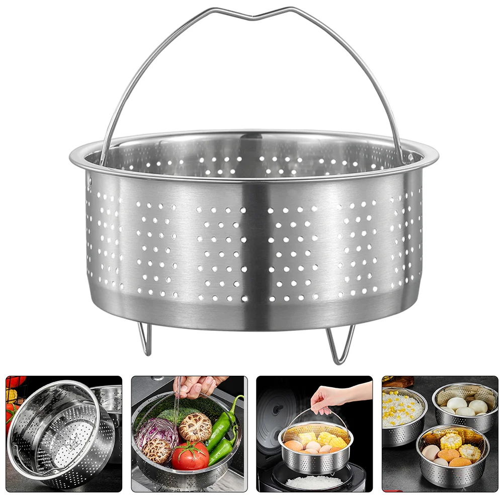 

Stainless Steel Steamer Basket Metal Steamer Insert Steaming Rack Handle Vegetables Fruit Colander Strainer Rice Cooker Steaming
