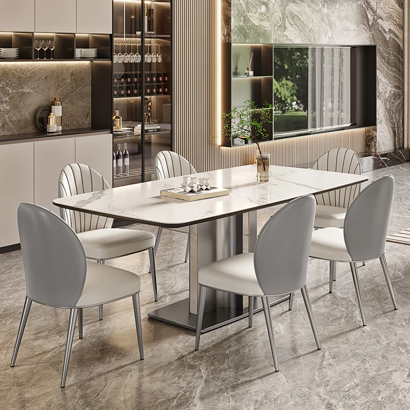 

Italian luxury rock table bright rectangle creative dining table