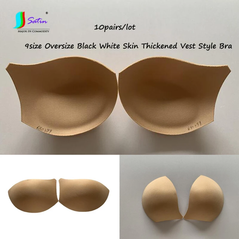 9size Large Black White Skin Thickened Vest Style Chest Pad Bra Diy Sew