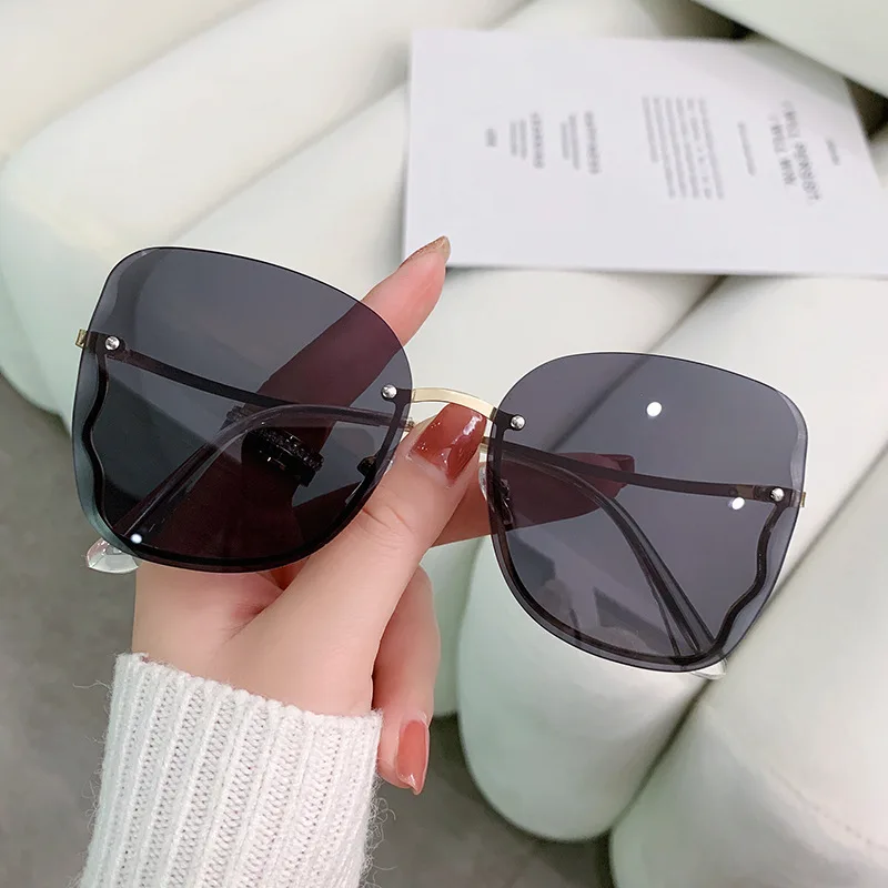 Square Sung Woman Fashion Rimless Gradient Sun G Brand Designer Ladies Frameless Gradient Mirror Shades_voghion.com