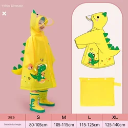 Adorable Children's Waterproof Dinosaur & Unicorn Raincoat with Backpack Position - XL (Yellow dinosaur)